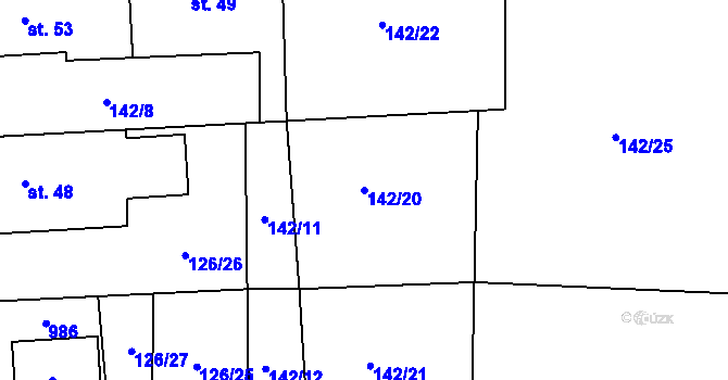 Parcela st. 142/20 v KÚ Klikařov, Katastrální mapa