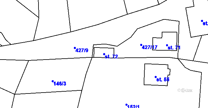 Parcela st. 72 v KÚ Klikařov, Katastrální mapa