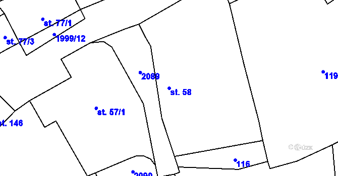 Parcela st. 58 v KÚ Neurazy, Katastrální mapa