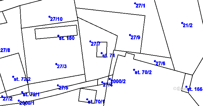 Parcela st. 71 v KÚ Neurazy, Katastrální mapa