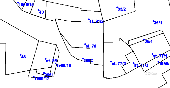 Parcela st. 78 v KÚ Neurazy, Katastrální mapa