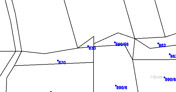 Parcela st. 833 v KÚ Neurazy, Katastrální mapa