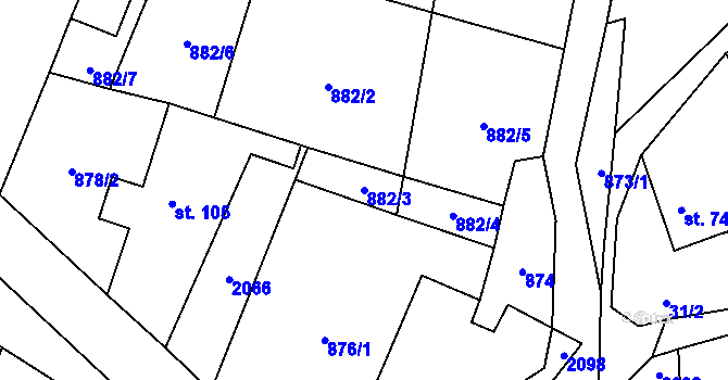 Parcela st. 882/3 v KÚ Neurazy, Katastrální mapa