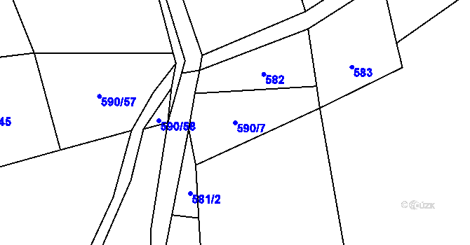 Parcela st. 590/7 v KÚ Neurazy, Katastrální mapa