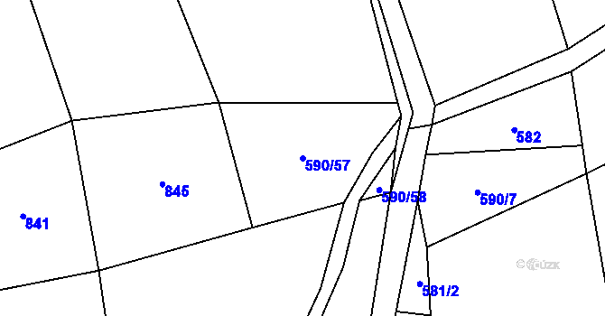 Parcela st. 590/57 v KÚ Neurazy, Katastrální mapa