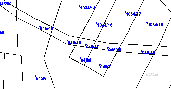 Parcela st. 945/47 v KÚ Neurazy, Katastrální mapa