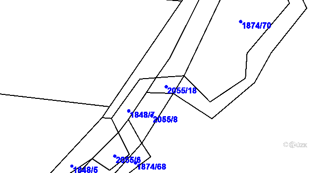 Parcela st. 2055/18 v KÚ Neurazy, Katastrální mapa