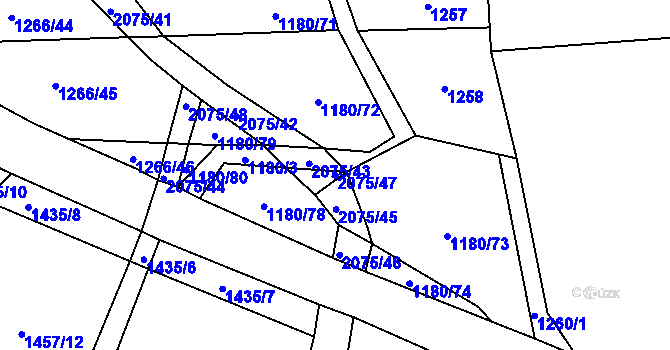 Parcela st. 2075/47 v KÚ Neurazy, Katastrální mapa