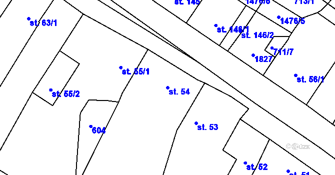 Parcela st. 54 v KÚ Neustupov, Katastrální mapa