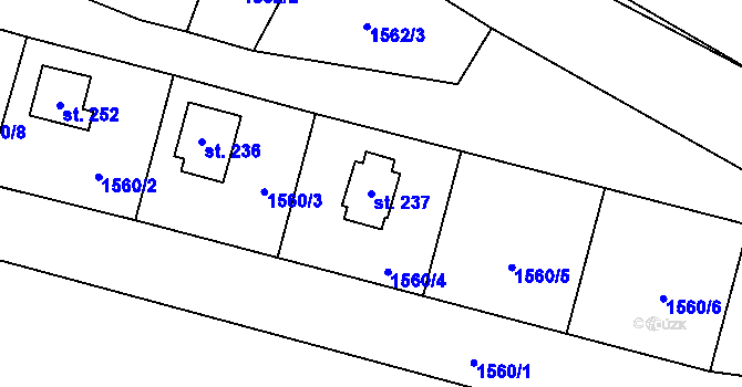 Parcela st. 237 v KÚ Neustupov, Katastrální mapa