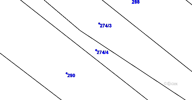 Parcela st. 274/4 v KÚ Neustupov, Katastrální mapa