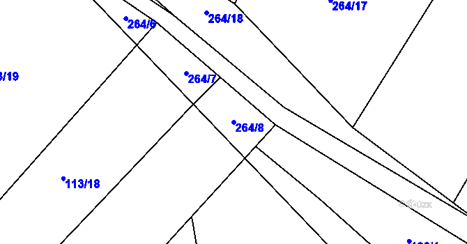 Parcela st. 264/8 v KÚ Neustupov, Katastrální mapa