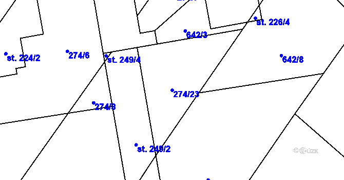Parcela st. 274/23 v KÚ Neustupov, Katastrální mapa
