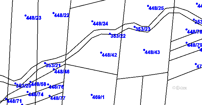 Parcela st. 448/42 v KÚ Neustupov, Katastrální mapa