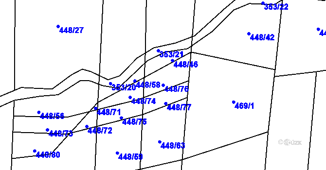 Parcela st. 448/76 v KÚ Neustupov, Katastrální mapa