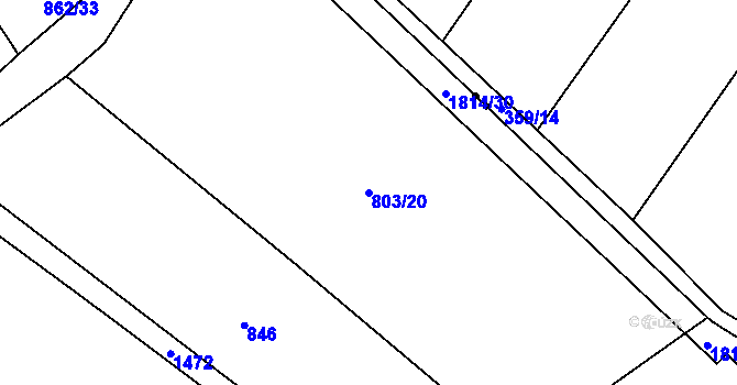 Parcela st. 803/20 v KÚ Neustupov, Katastrální mapa