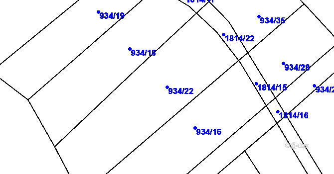Parcela st. 934/22 v KÚ Neustupov, Katastrální mapa