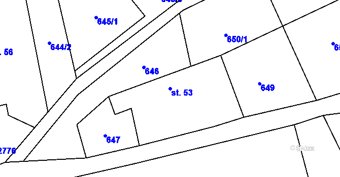 Parcela st. 53 v KÚ Nevcehle, Katastrální mapa