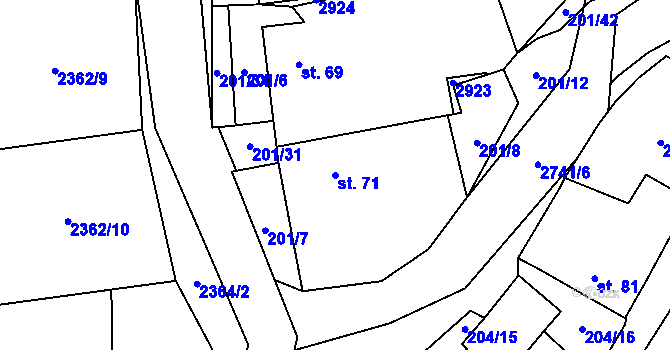 Parcela st. 71 v KÚ Nevcehle, Katastrální mapa