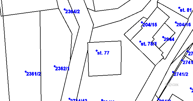 Parcela st. 77 v KÚ Nevcehle, Katastrální mapa