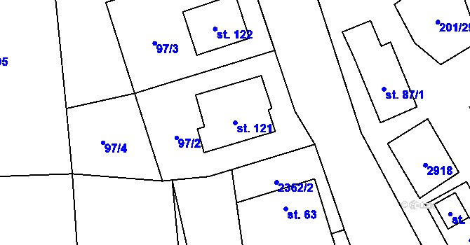 Parcela st. 121 v KÚ Nevcehle, Katastrální mapa