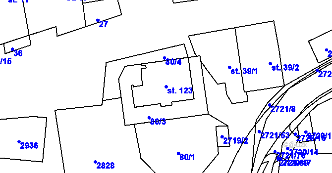 Parcela st. 123 v KÚ Nevcehle, Katastrální mapa