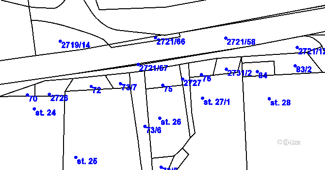 Parcela st. 75 v KÚ Nevcehle, Katastrální mapa