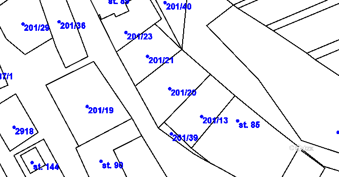 Parcela st. 201/20 v KÚ Nevcehle, Katastrální mapa
