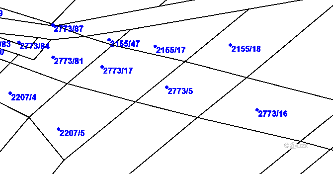 Parcela st. 2773/5 v KÚ Nevcehle, Katastrální mapa