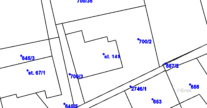 Parcela st. 141 v KÚ Nevcehle, Katastrální mapa