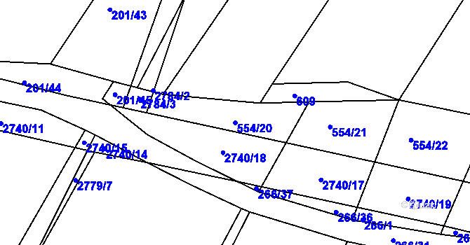 Parcela st. 554/20 v KÚ Nevcehle, Katastrální mapa