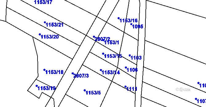 Parcela st. 1153/15 v KÚ Nevcehle, Katastrální mapa