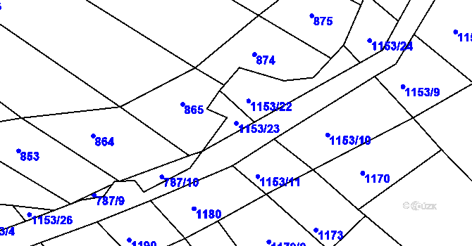 Parcela st. 1153/23 v KÚ Nevcehle, Katastrální mapa