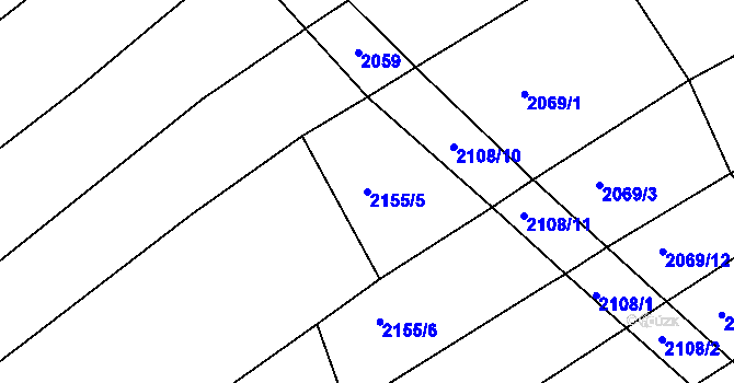Parcela st. 2155/5 v KÚ Nevcehle, Katastrální mapa