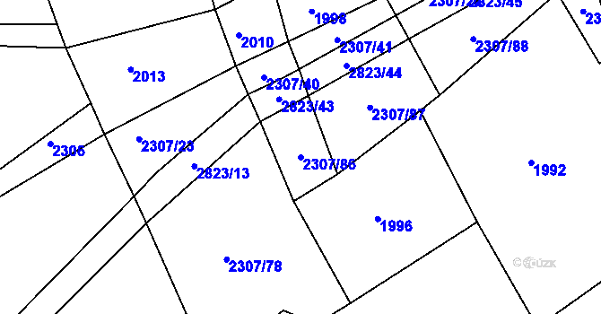Parcela st. 2307/86 v KÚ Nevcehle, Katastrální mapa