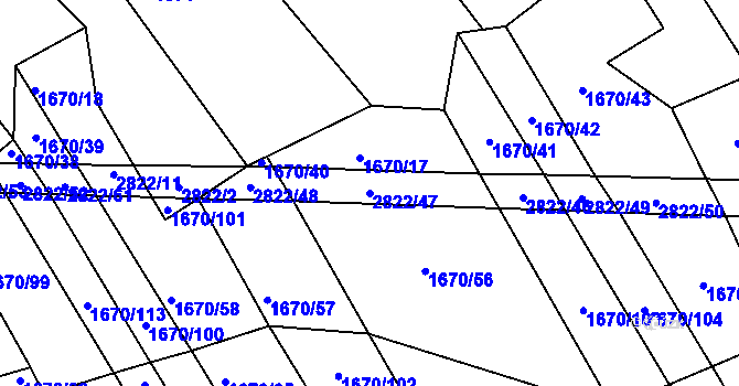 Parcela st. 2822/47 v KÚ Nevcehle, Katastrální mapa