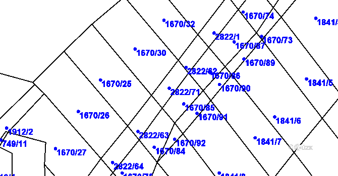 Parcela st. 2822/71 v KÚ Nevcehle, Katastrální mapa