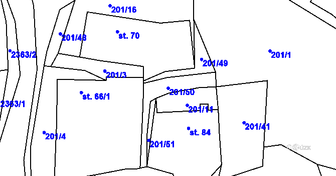 Parcela st. 201/50 v KÚ Nevcehle, Katastrální mapa