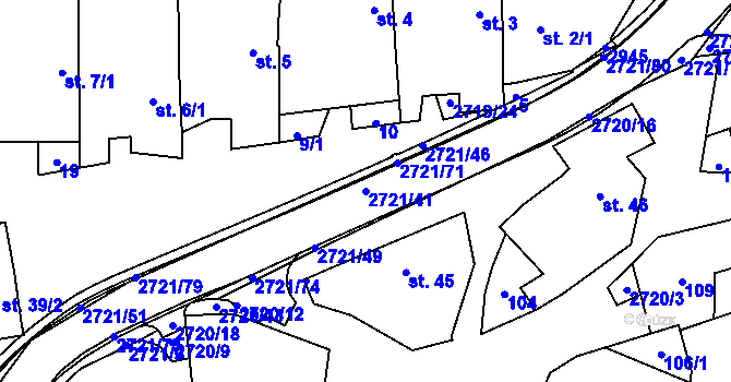 Parcela st. 2721/41 v KÚ Nevcehle, Katastrální mapa