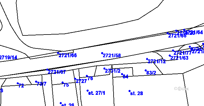 Parcela st. 2721/58 v KÚ Nevcehle, Katastrální mapa
