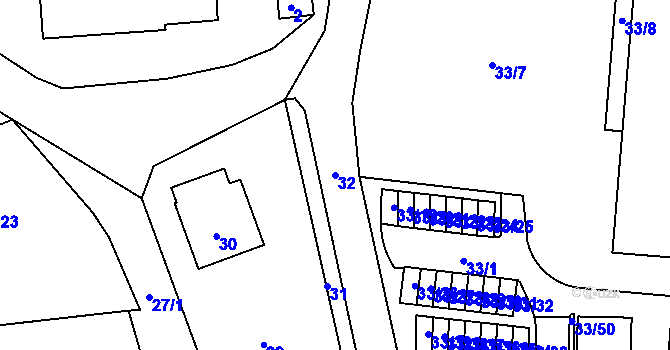 Parcela st. 32 v KÚ Neveklov, Katastrální mapa