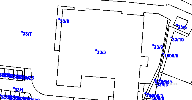Parcela st. 33/3 v KÚ Neveklov, Katastrální mapa