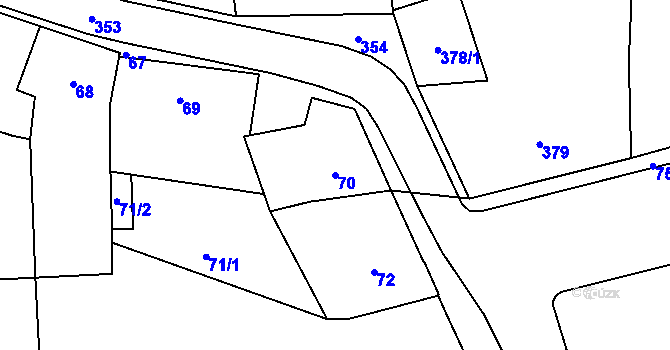 Parcela st. 70 v KÚ Neveklov, Katastrální mapa
