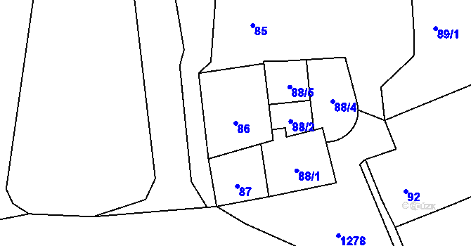 Parcela st. 86 v KÚ Neveklov, Katastrální mapa