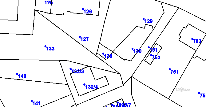 Parcela st. 128 v KÚ Neveklov, Katastrální mapa