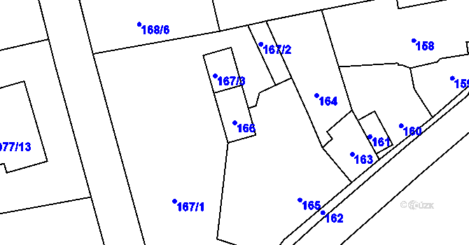 Parcela st. 166 v KÚ Neveklov, Katastrální mapa