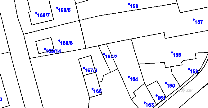 Parcela st. 167/2 v KÚ Neveklov, Katastrální mapa