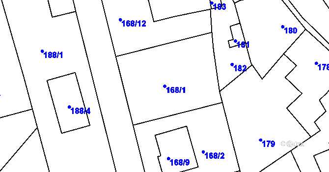 Parcela st. 168/1 v KÚ Neveklov, Katastrální mapa