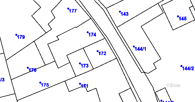 Parcela st. 172 v KÚ Neveklov, Katastrální mapa