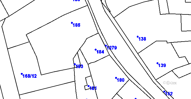 Parcela st. 184 v KÚ Neveklov, Katastrální mapa